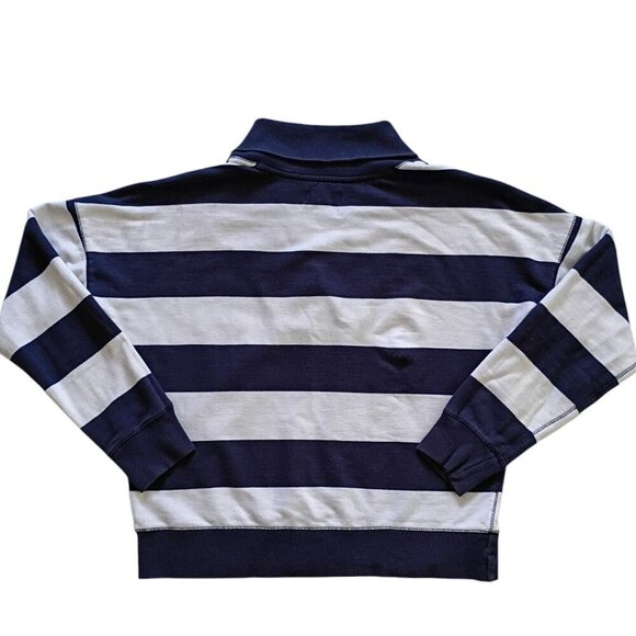 Lucky Brand Women's Blue White Stripe Cotton Shawl Collar Sweater Size S - Picture 2 of 5